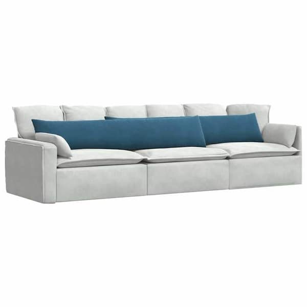 Soffkuddar - EXKLUSIVT HEM - 200 x 40 cm (set om 2) - Blå sammetsribbad - Dragkedja - Polyesterfibrer Blå