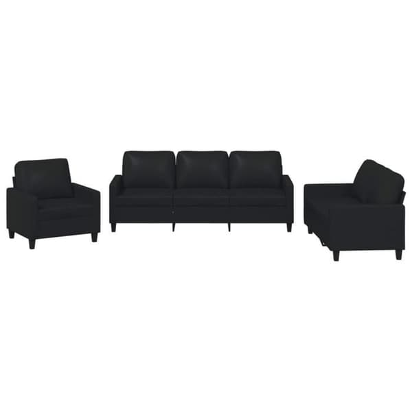 Maison Exclusive - Sæt af 3 sofaer med puder i sort kunstlæder