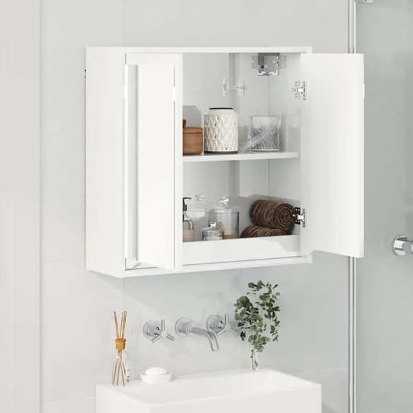 Maison Exclusive - Spegelskåp för badrum Vit glansig 60 x 20 x 60 cm Vit