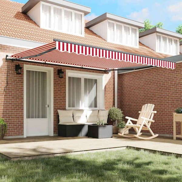 Maison Exclusive - Fällbart tak Röd och Vit 400 × 350 cm