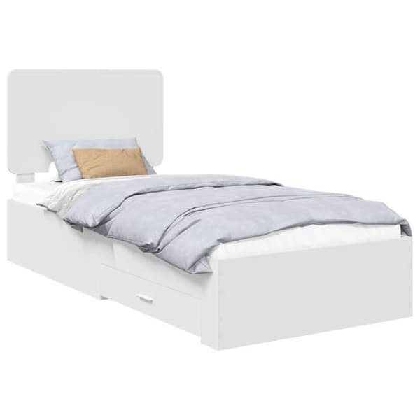 Maison Exclusive - Sängram med låda Vit 90 x 190 cm Ingenjörsträ