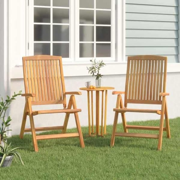 Maison Exclusive - Fällbara lutande fåtöljer, set om 2, i massivt teakträ
