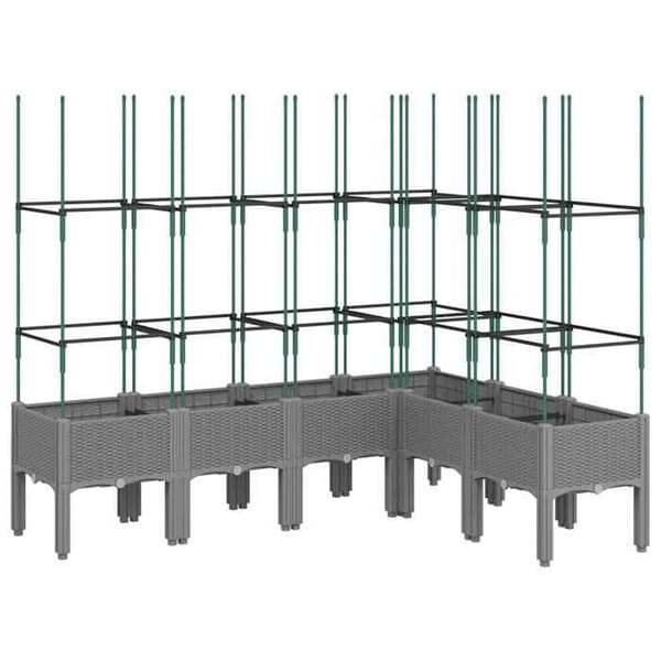 Maison Exclusive - Blomlåda med ljusgrå spaljé 160x120x142,5 cm PP