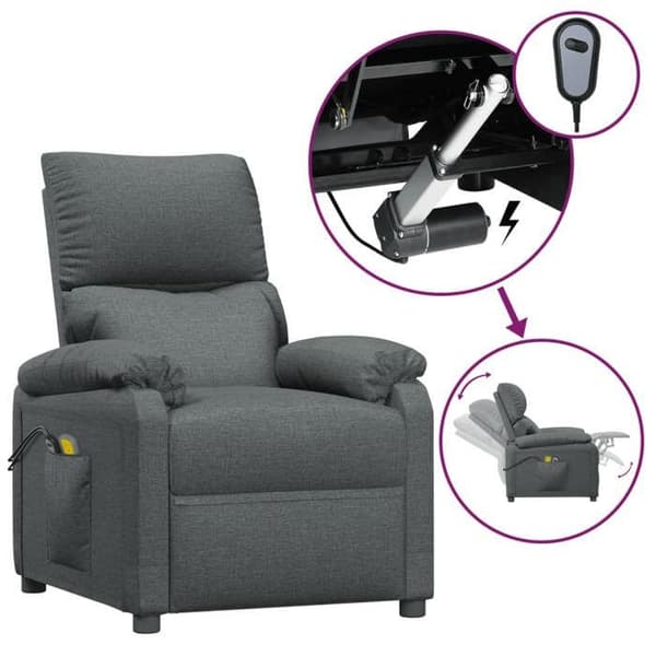 Elastisk massagefåtölj - EXKLUSIV HEM - Fåtölj - Mörkgrå - 3 lutande positioner - 6 USB-massagepunkter Mörkgrå
