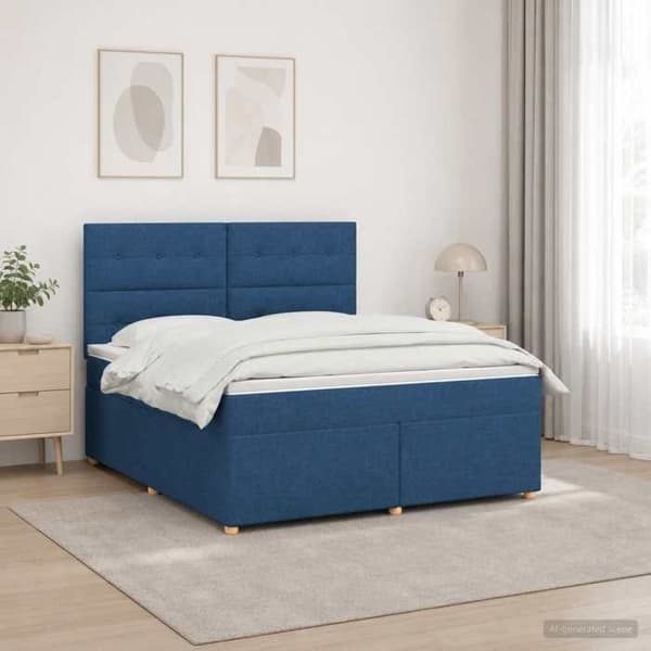 Maison Exclusive - Boxspring-sänky sinisellä patjalla 160 x 200 cm Kangas Blå