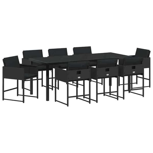 Maison Exclusive - 9 pc have spisebordssæt i sort polyrotin Svart