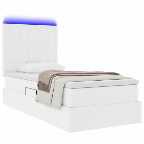 Maison Exclusive - Säng med LED-band Vit 90 x 190 cm Konstläder ren vit