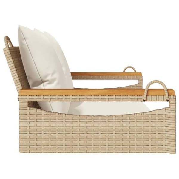 Maison Exclusive - Balanssoffa med beige kuddar 109x62x40 cm flätad resin