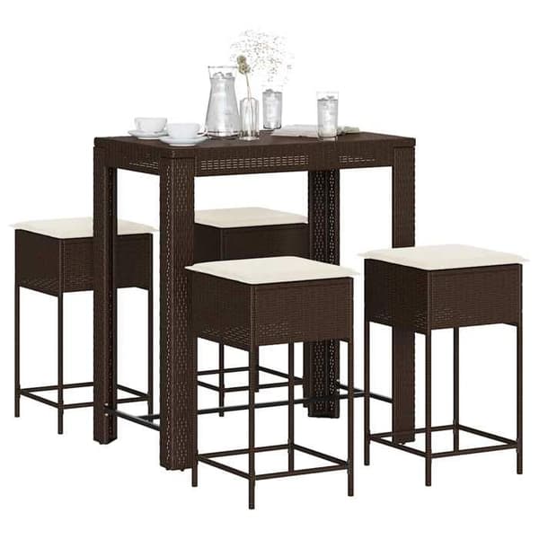 Maison Exclusive - Havebar sæt med puder 5 stk brun poly rattan brun