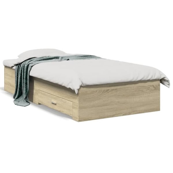 Sengeramme med skuffer uden madras sonoma eg 90x190 cm32 [cm] Brun