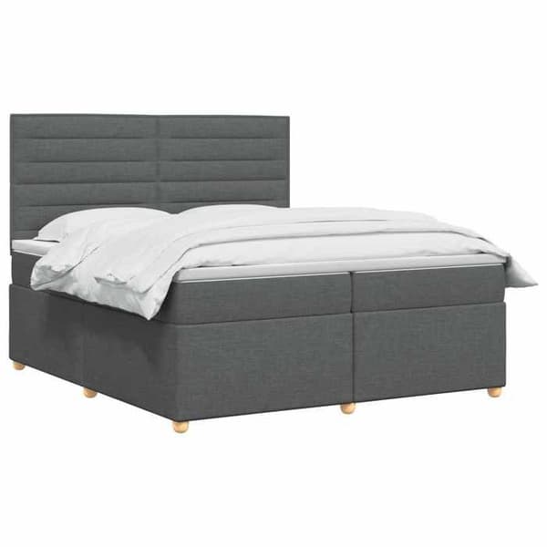 Maison Exclusive - Boxspring säng med madrass Mörkgrå 200 x 200 cm Tyg Mörkgrå