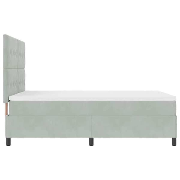 Sengestel - EKSKLUSIV HUS - Velour - 140 x 190 cm - Lys grå - Hovedgærde justerbart i 2 højder Ljusgrått