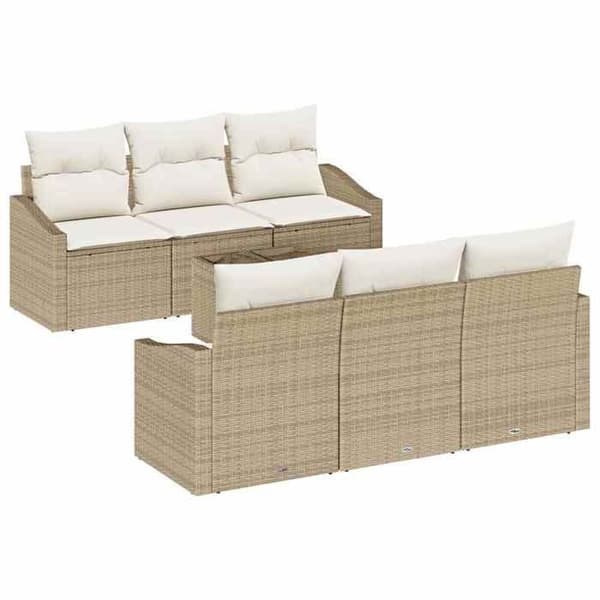 Maison Exclusive - 7 osan sohvasetti beige ja kerma polyrottinkia