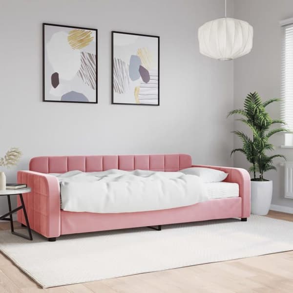 Maison Exclusive - Dagbädd med rosa madrass 90x200 cm sammet Ros