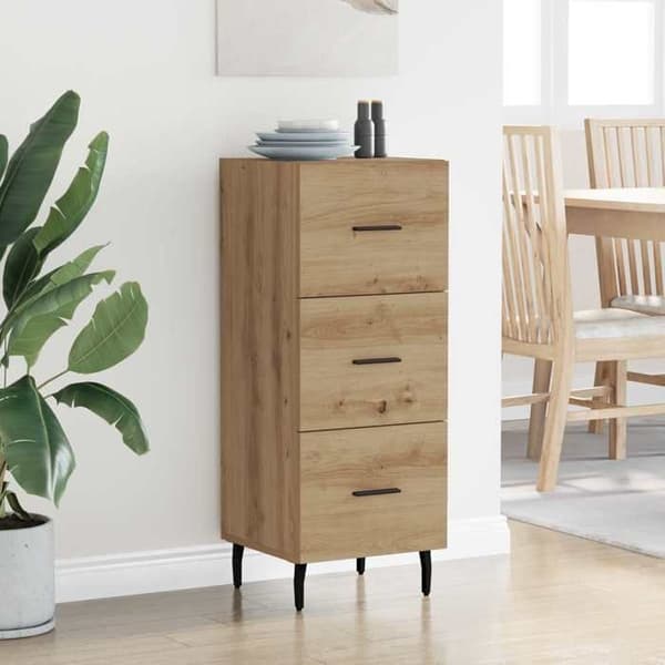 Maison Exclusive - Buffet i egetræ, håndlavet 34 x 34,5 x 90 cm Ingeniørtræ