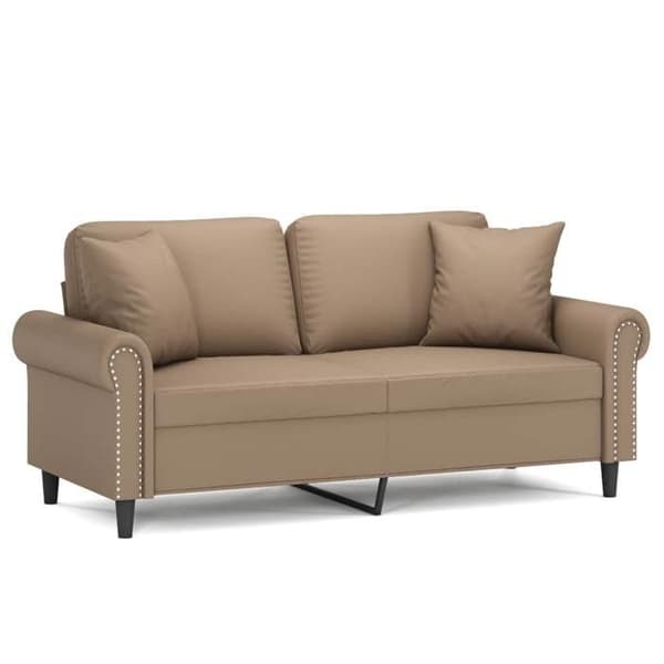 Maison Exclusive - Soffa 2 platser med kuddar cappuccino 140 cm konstläder