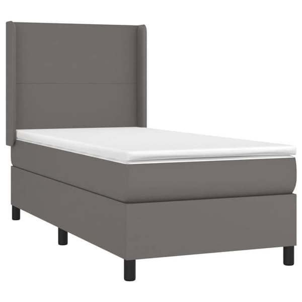 Maison Exclusive - Sängbotten med lameller och grå madrass 90x190 cm konstläder