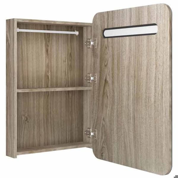 Maison Exclusive - Badeværelsesskab med LED-spejl eg 60x11x80 cm