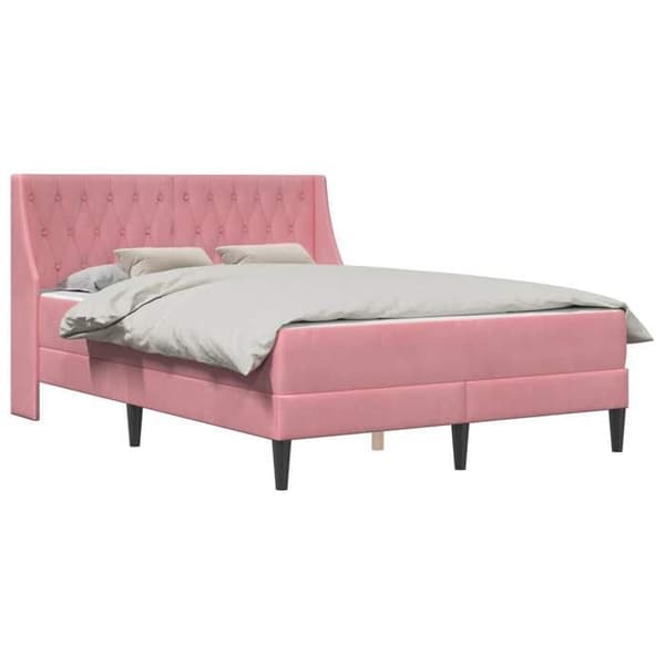 Maison Exclusive - Sängram med madrass Rosa 180 x 200 cm Sammet
