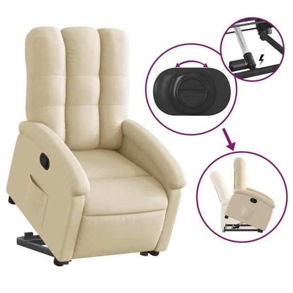 Maison Exclusive - Recliner Fåtölj Creme Tyg Grädde