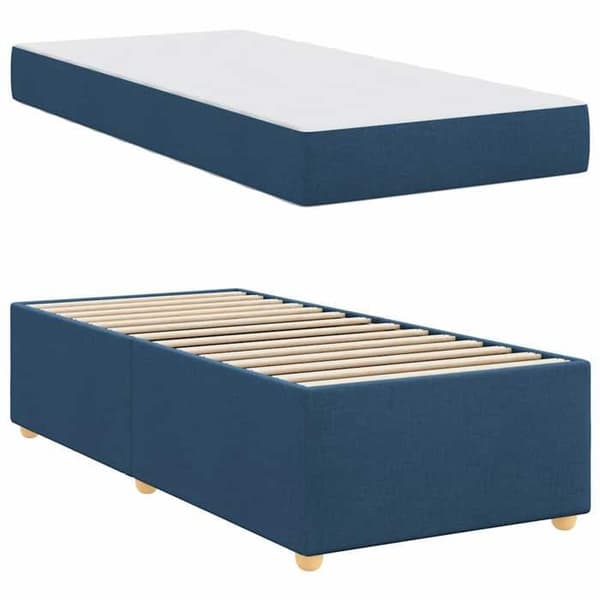 Maison Exclusive - Sängram med madrass Blå 90 x 190 cm tyg