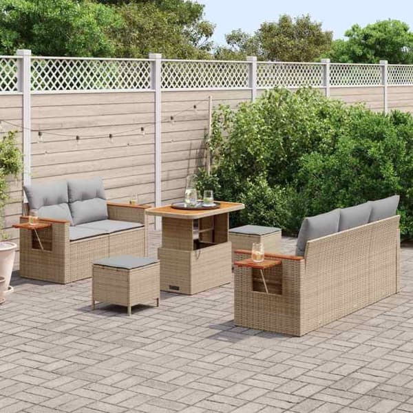 Maison Exclusive - 8 osan beige polyrottinkinen puutarhakalustesetti