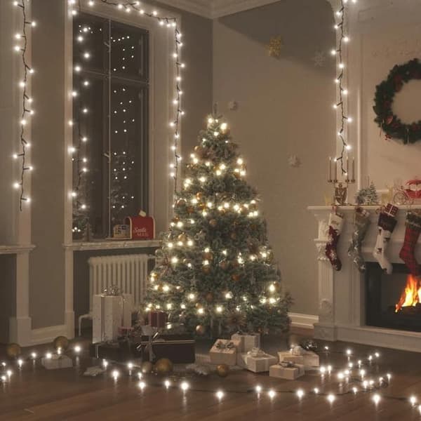 Lysguirlande - EKSKLUSIV HUS - 600 LED 60 m - 8 effekter - Indendørs & udendørs - Adapter inkluderet Vit