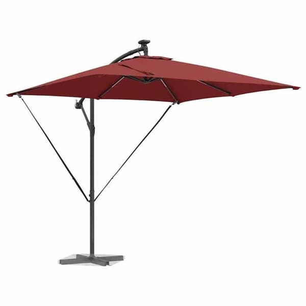 Parasol med sidostöd - EXKLUSIV HEM - 249 x 249 x 250 cm - Polyester & aluminium - Sidostödsstolpe - Solcell LED Terrakotta
