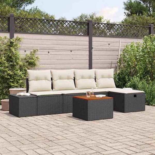 Maison Exclusive - Sæt af 6 pc have-sofa i sort poly rattan Svart