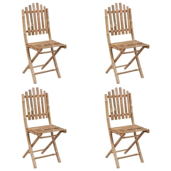 Maison Exclusive - Fällbart utomhusmatbordset 5 delar med kuddar i bambu Ej nämnd