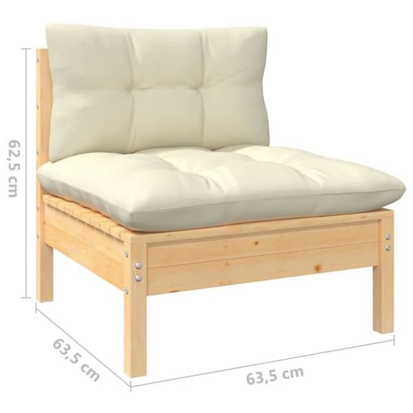Puutarhakalusteet - Maison Exclusive - 9 kpl - Massiivipine - Kermanväriset tyynyt, modulaarinen Kräm (kuddar)