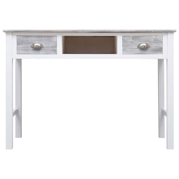 Kontor - Eksklusivt Hus - Grå - 110x45x76 cm - Massivt træ, 2 skuffer grå