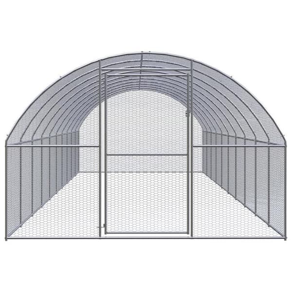 Utomhus hönshus - Exklusivt hus - Galvaniserat stål - 3 x 10 x 2 m - Silverfärgad silver-