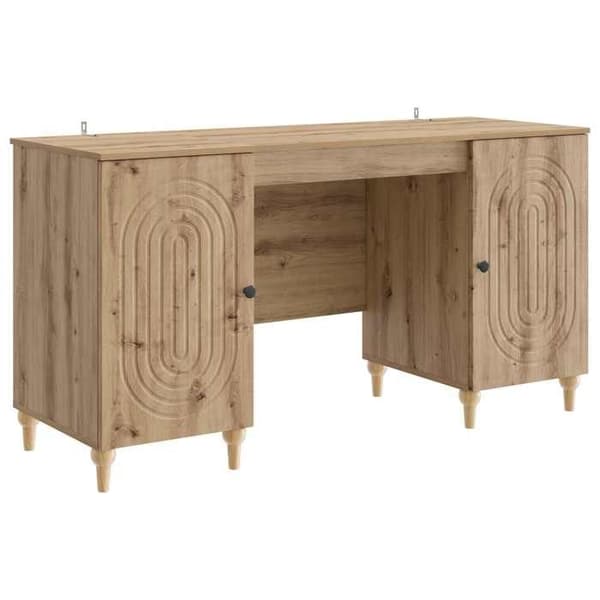 Maison Exclusive - Håndlavet egetræskontor 142,5 x 50 x 75 cm Ingeniørtræ
