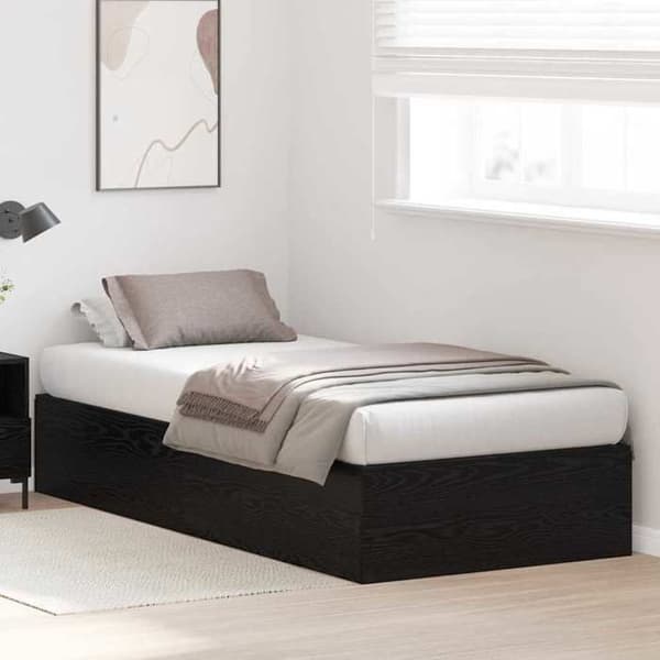 Maison Exclusive - Sengestel med opbevaring med dør Eg sort 100 x 200 cm
