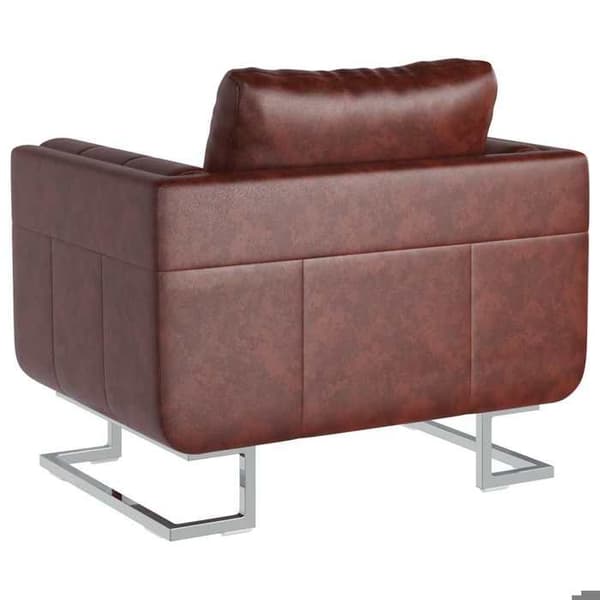 Stol - Cube Maison Exclusive - Krom ben - Brun kunstlæder - 1 plads brun