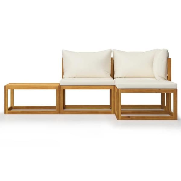 Maison Exclusive - Trädgårdsmöbler 4 delar med kuddar Creme Solid akaciaträ