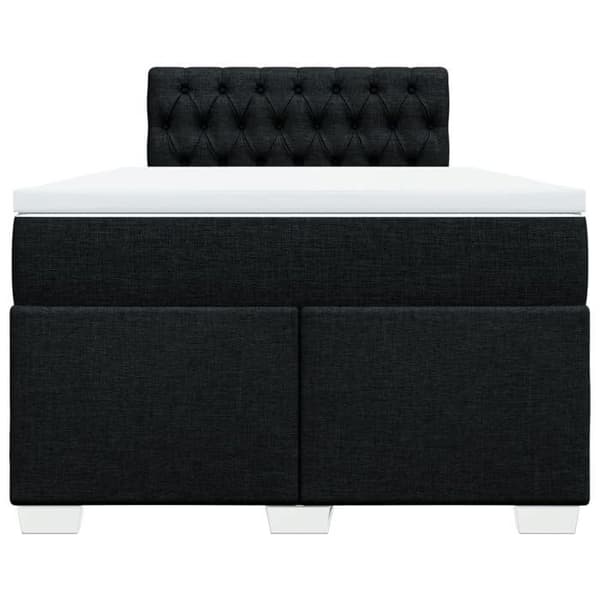 Maison Exclusive - Sengebund med lameller og sort madras 120x190 cm stof