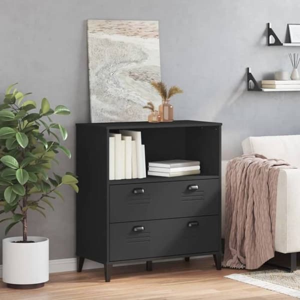Maison Exclusive - Bibliotek VIKEN sort 80x40x90 cm ingeniørtræ
