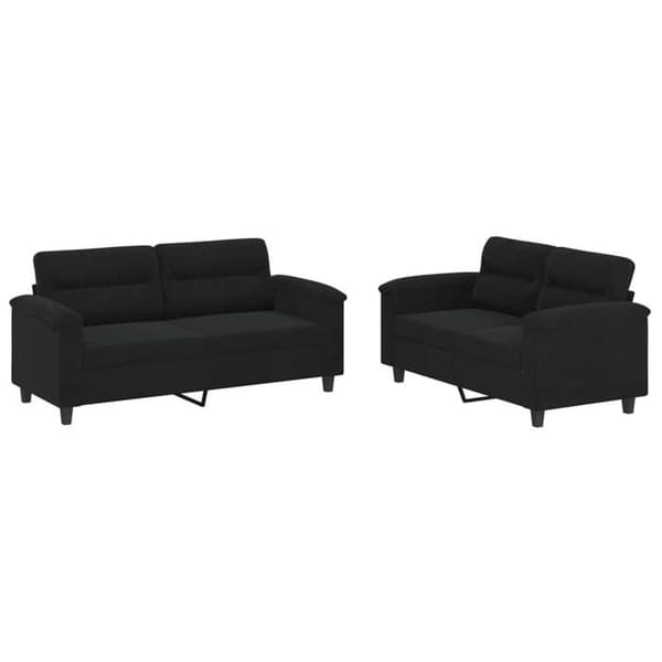 Maison Exclusive - 2-delars soffgrupp med svarta mikrofiberkuddar