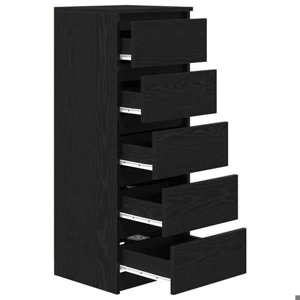 Maison Exclusive - Buffet med skuffer i sort eg 37,5x35x99 cm ingeniørtræ