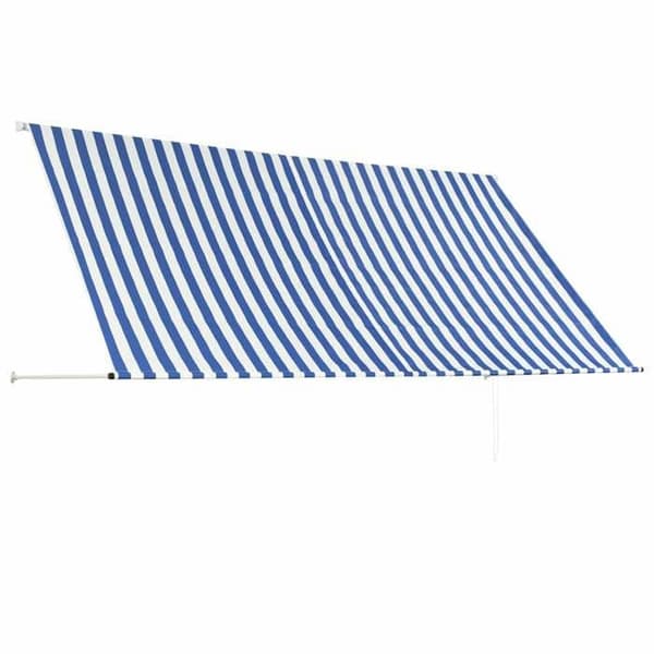Fällbart tak - Exklusivt hus - 300x150 cm - Blå och vit - 100% polyester (PA-beläggning) Blå och vit