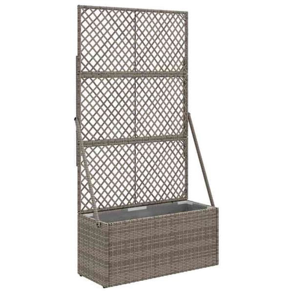 Jardinière - MAISON EXCLUSIVE - Polyrotin - Harmaa - 70 x 30 x 135 cm - Integroitu ritilä Grå