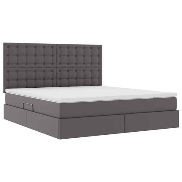 Maison Exclusive - Opbevaringsseng Grå 180 x 200 cm Syntetisk læder Grå