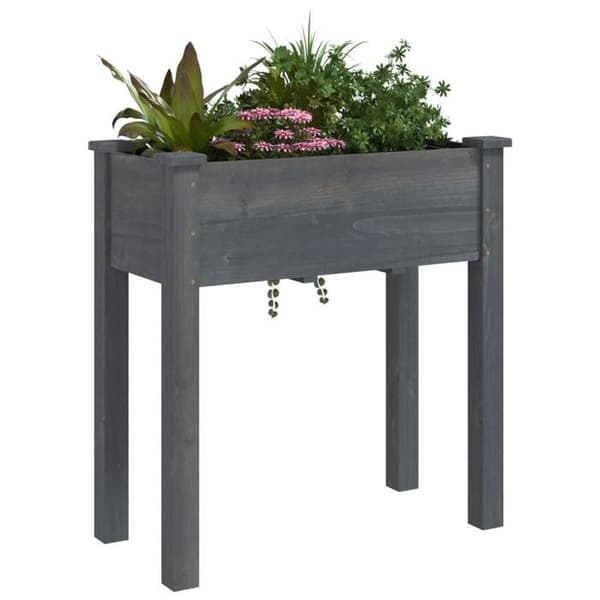Maison Exclusive - Blomlåda med grå foder 71x37x76 cm massiv gran Grå