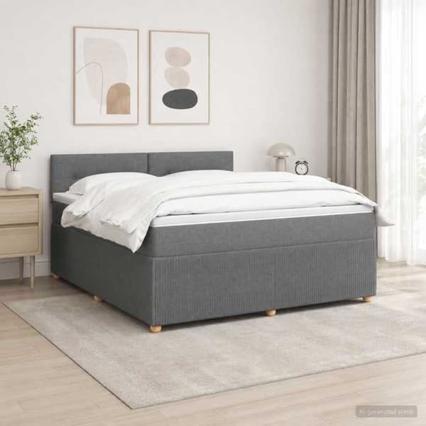 Maison Exclusive - Boxspring säng med madrass Mörkgrå 160 x 200 cm Tyg Mörkgrå