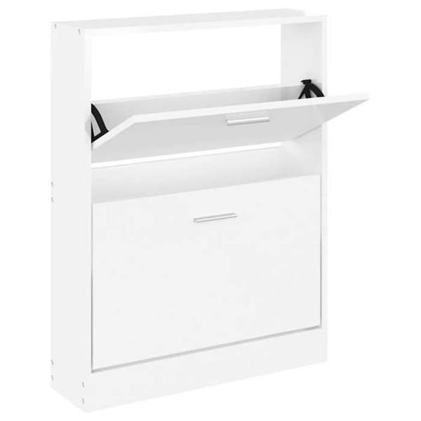 Skoark - EKSKLUSIV HUS - 59x17x81 cm - Hvid højglans - Spånplader - 2 klaplåger Vit