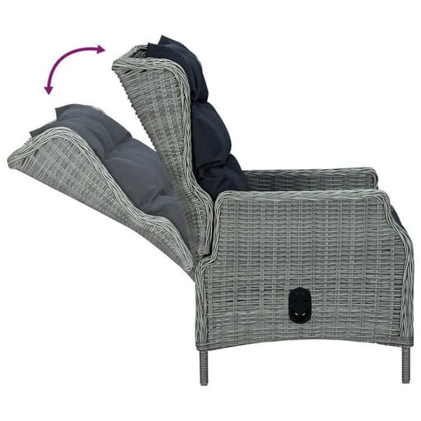 Maison Exclusive - 5-osainen puutarhakalustesarja, vaaleanharmaa, punottu muovi