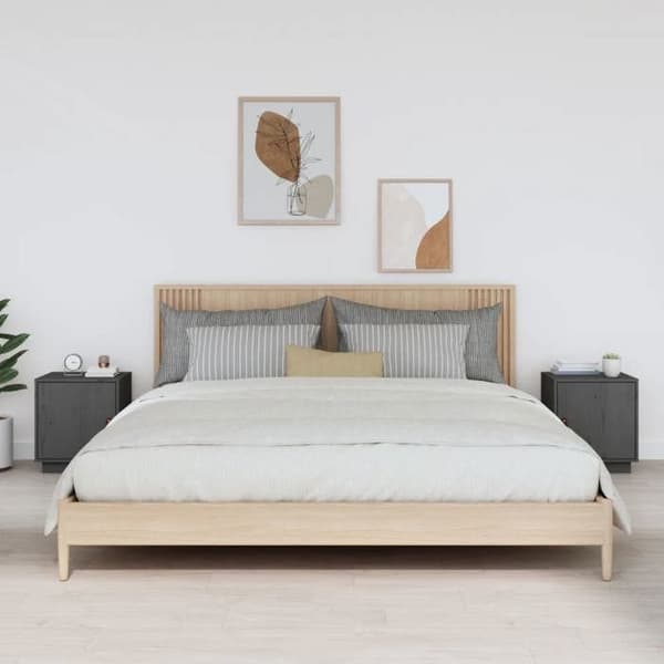 Maison Exclusive - Sängbord 2 st Grå 40x34x45 cm Massivt furu Grå
