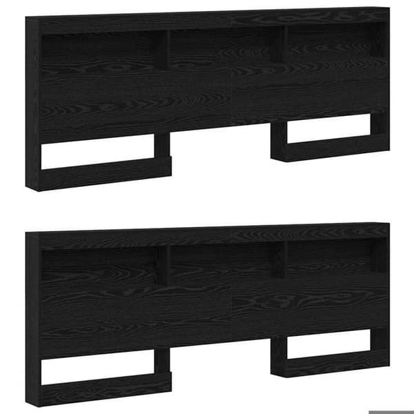 Maison Exclusive - Opbevaringshovedgærde i sort egetræ, ingeniørtræ